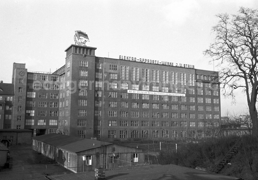 GDR image archive: Berlin - Exterior view of the VEB Elektro-Apparate-Werke JW Stalin on Martin-Hoffmann-Strasse in the Treptow district of Berlin, East Berlin, in the territory of the former GDR, German Democratic Republic