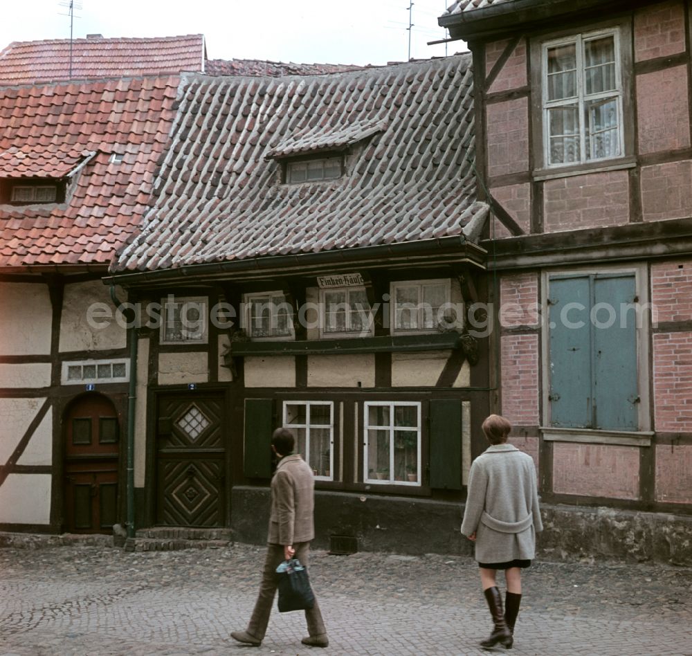 Quedlinburg: Half-timbered house on Finkenherd Street in Quedlinburg, Saxony-Anhalt in the area of the former GDR, German Democratic Republic