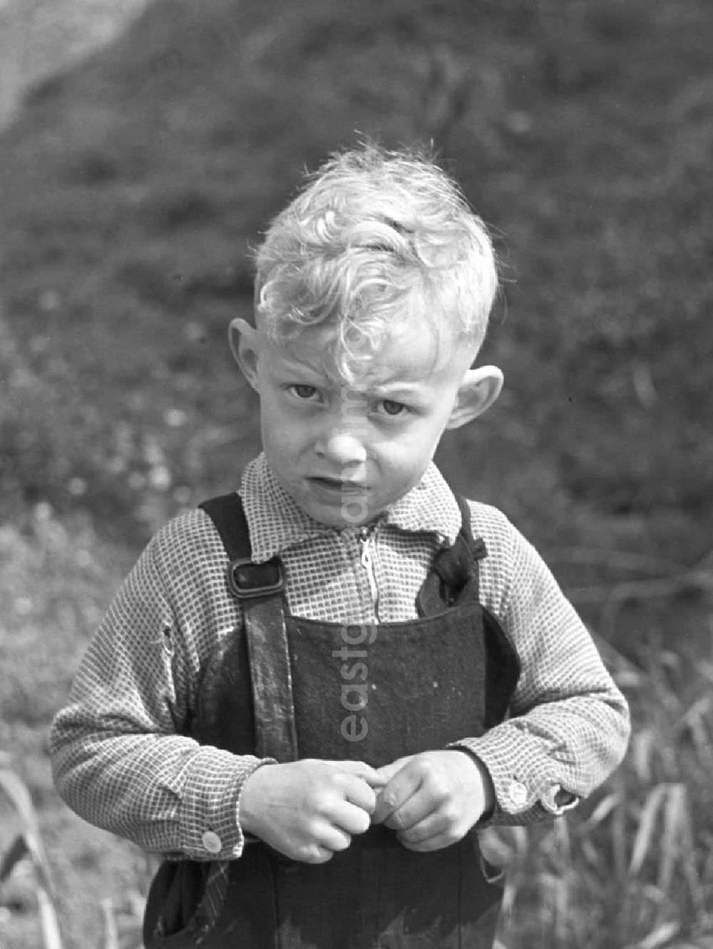 GDR picture archive: Leipzig - Ein kleiner Junge auf einem Feld in der Nähe von Leipzig.