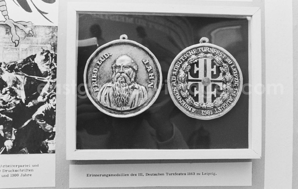 GDR photo archive: Berlin - Exhibits of the museum exhibition Sports History Cabinet in the Friedrich-Ludwig-Jahn-Sportpark on Cantianstrasse in the Prenzlauer Berg district of Berlin East Berlin in the area of the former GDR, German Democratic Republic