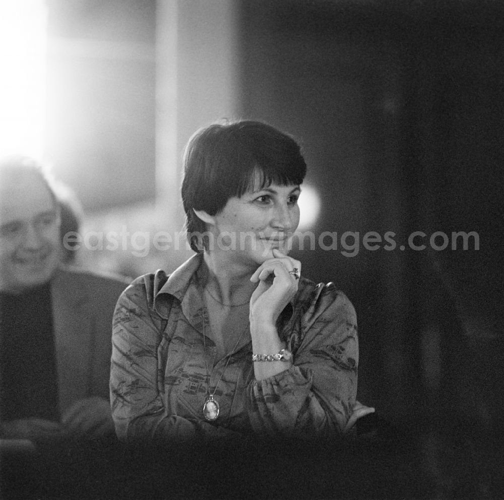 Berlin: Portrait of Aljonna Moeckel, translator and writer, at the literature ball in the city library on Breite Strasse in Berlin in the territory of the former GDR, German Democratic Republic