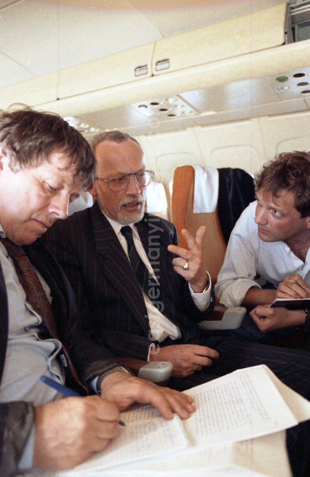 GDR photo archive: Schönefeld - Portrait shot of the last Prime Minister Lothar de Maizière on board an Airbus A32