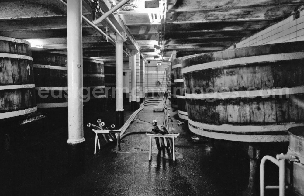 Berlin: Production line and workplaces in the beverage production factory WBB Willner Brauerei on street Berliner Strasse in the district Pankow in Berlin Eastberlin on the territory of the former GDR, German Democratic Republic