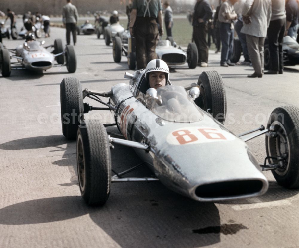 Hohenstein-Ernstthal: A Melkus Melkus-Cigar racing car on the starting position before a race on the Sachsenring in Hohenstein-Ernstthal, Saxony in the territory of the former GDR, German Democratic Republic