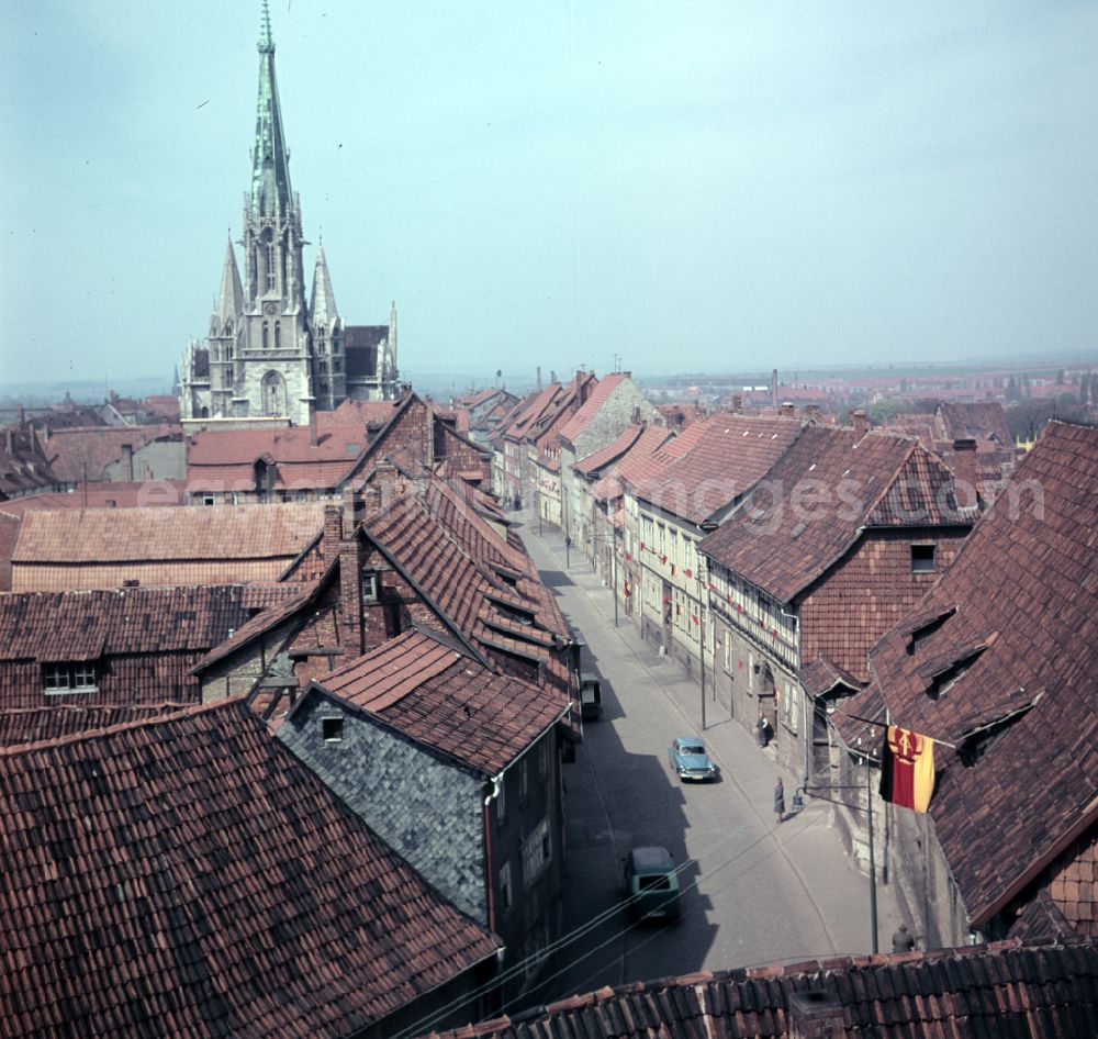 Mühlhausen: City view in Muehlhausen, view of St. Mary's Church in Thuringia on the territory of the former GDR, German Democratic Republic