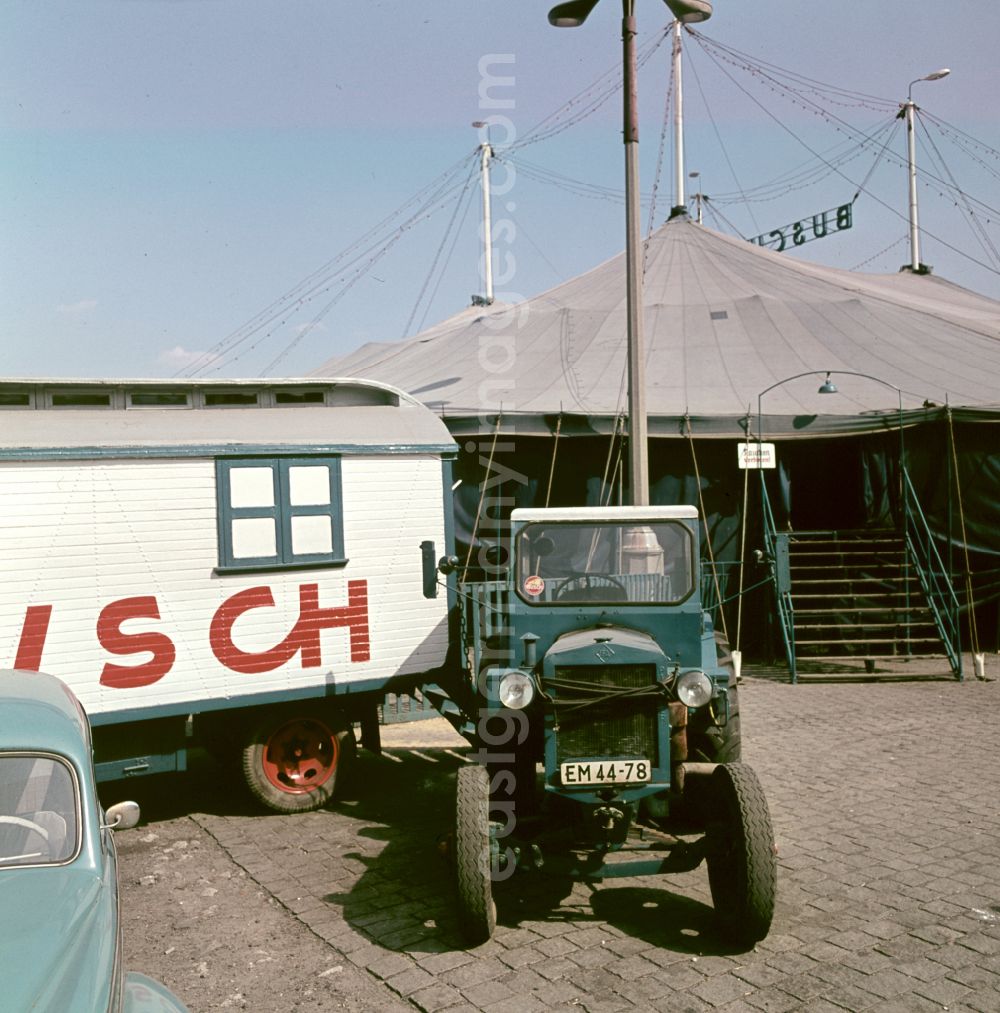 Berlin: Tent erection by employees of Circus Busch in Berlin East Berlin in the territory of the former GDR, German Democratic Republic