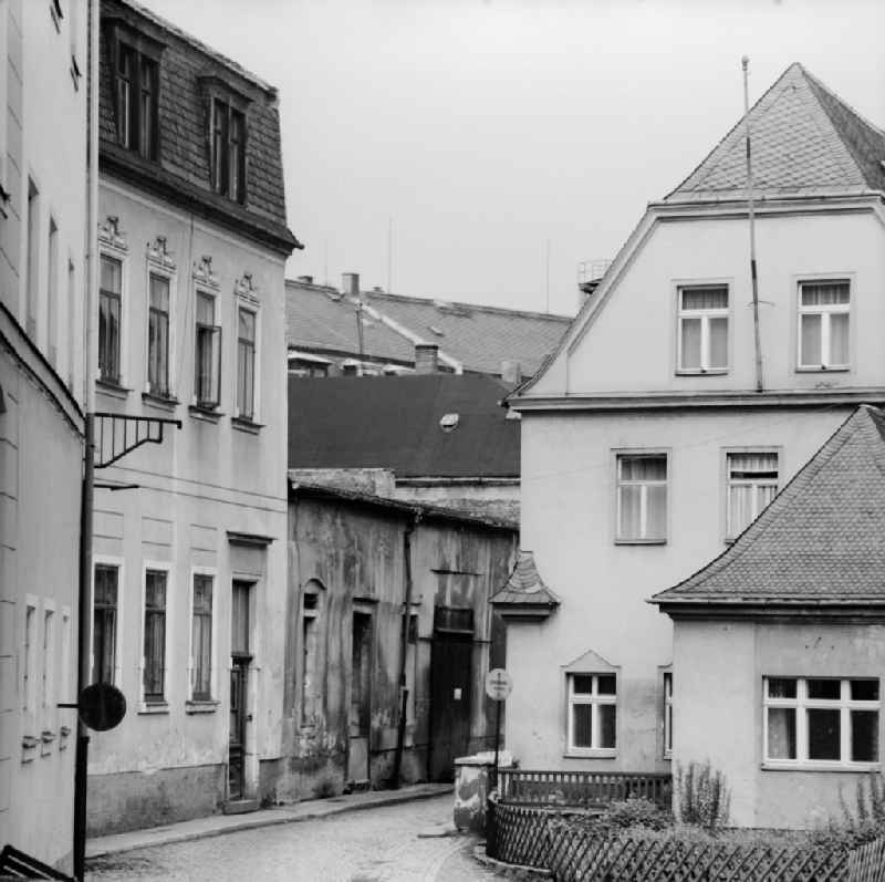 Old town area in Annaberg-Buchholz in the federal state of Saxony on the territory of the former GDR, German Democratic Republic