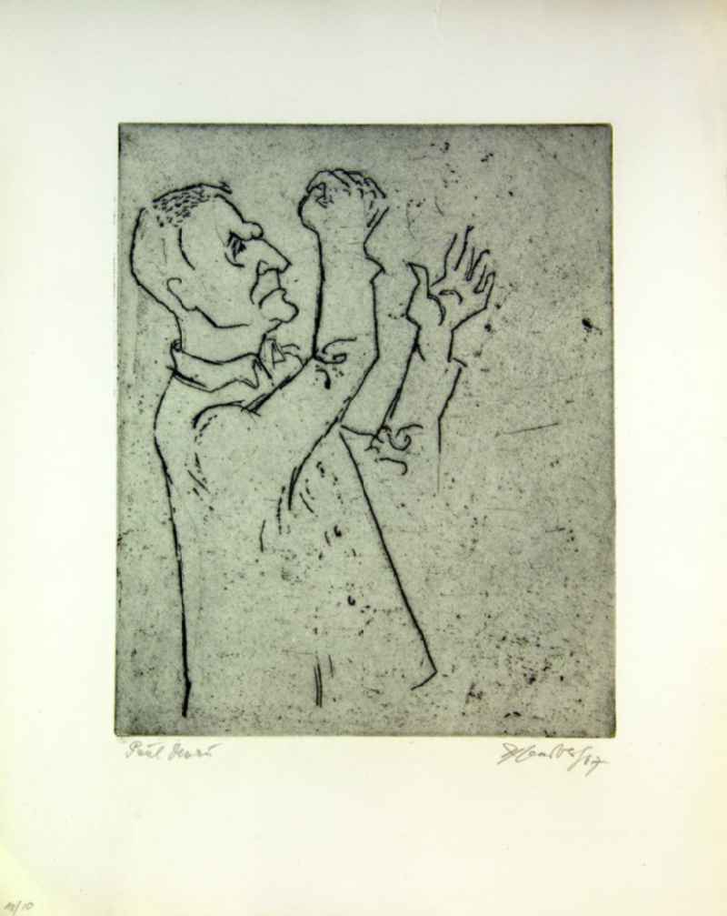 Grafik von Herbert Sandberg über Paul Dessau (*19.12.1894 †28.06.1979) 'Paul Dessau' aus dem Jahr 1967, 25,0x20,0cm Radierung, handsigniert, 10/1