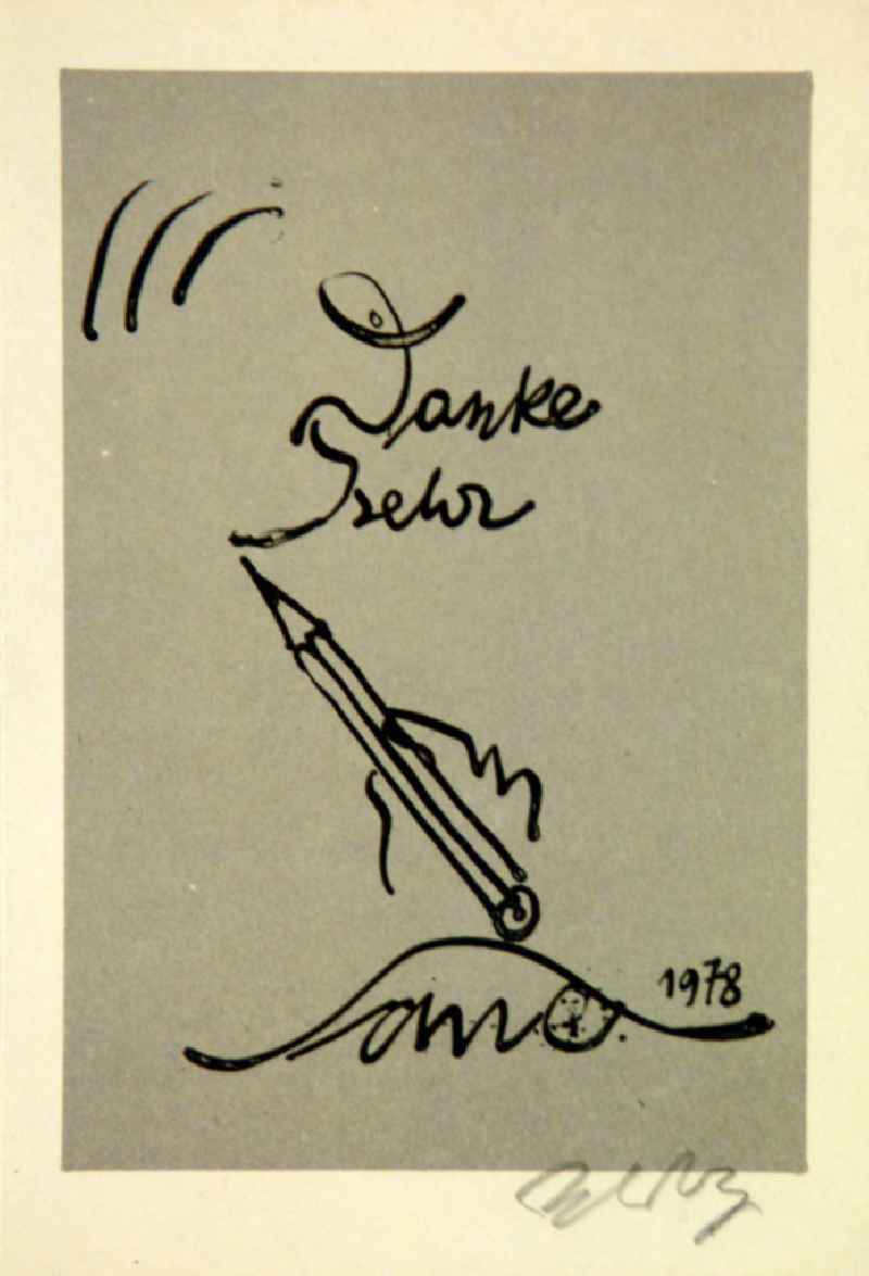 Grafik von Herbert Sandberg 'Dankeskarte' aus dem Jahr 1978, 9,