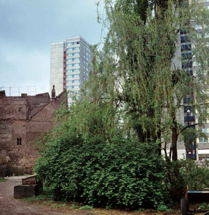 Noch finden sich vereinzelt Altbauten auf der Berliner Fischerinsel, bald werden diese jedoch abgerissen und müssen weiteren modernen Wohnhochhäusern weichen. Bis 1972 entstanden auf der Fischerinsel fünf Wohnhochhäuser und zwei Doppelhochhäuser. Moderne Neubauten sollen Ost-Berlin als Hauptstadt der DDR das Antlitz einer sozialistischen Großstadt verleihen. Der bestehende Wohnungsmangel entwickelte sich in der DDR seit den 6