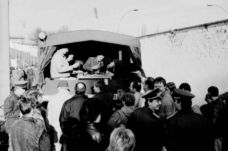 Opening of a Grenzübergangesan Bernauer Strasse after the fall of the Berlin Wall in East Germany