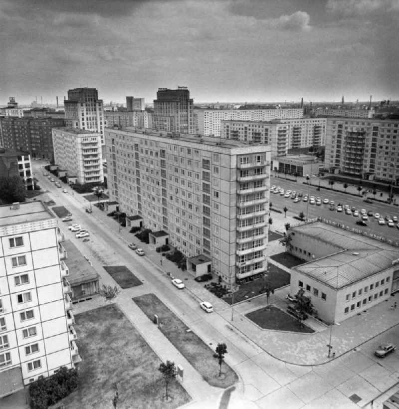 View at the Karl-Marx-Allee in Berlin. The section in the middle dominate prefabricated from the 196