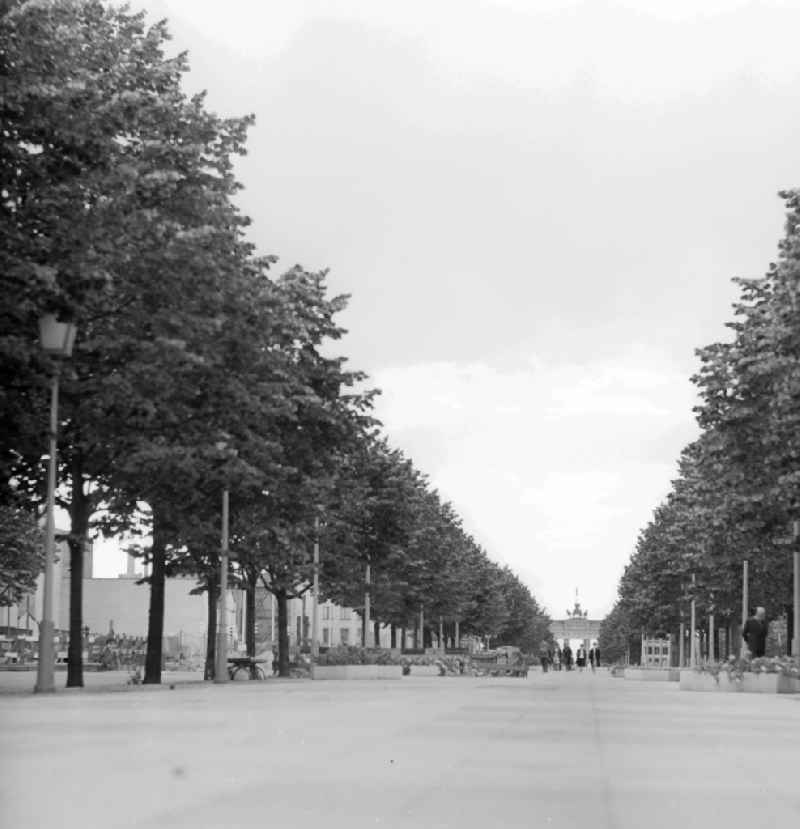 Unter den Linden with look at the Brandenburg Gate in Berlin, the former capital of the GDR, German democratic republic