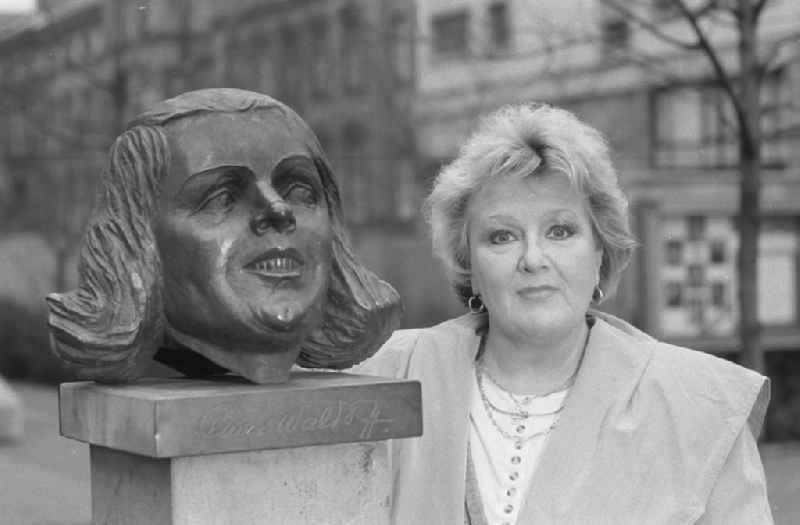 Portrait shot of the singer and musician Helga Hahnemann in the district Mitte in Berlin Eastberlin on the territory of the former GDR, German Democratic Republic