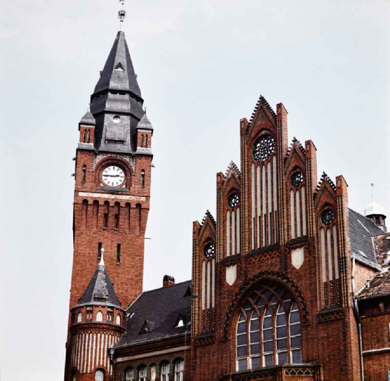 Town hall building in Koepenick with town hall clock in East Berlin on the territory of the former GDR, German Democratic Republic