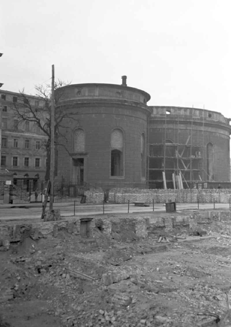 Destroyed St. Hedwig's Cathedral on Bebelplatz in the Mitte district of East Berlin in the territory of the former GDR, German Democratic Republic