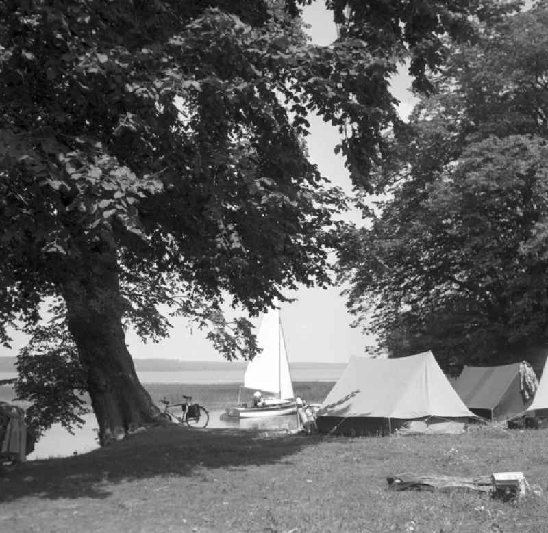 Bank area and water surface of the Dahme at the street Seebad Wendenschloss in the district of Koepenick in Berlin East Berlin in the territory of the former GDR, German Democratic Republic