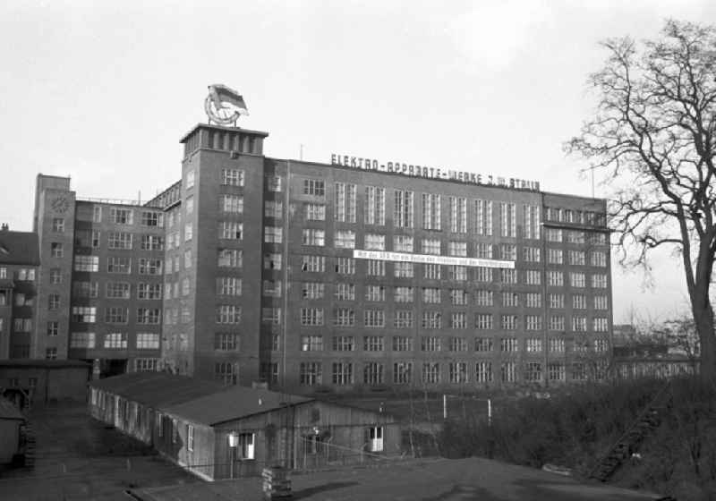 Exterior view of the 'VEB Elektro-Apparate-Werke JW Stalin' on Martin-Hoffmann-Strasse in the Treptow district of Berlin, East Berlin, in the territory of the former GDR, German Democratic Republic