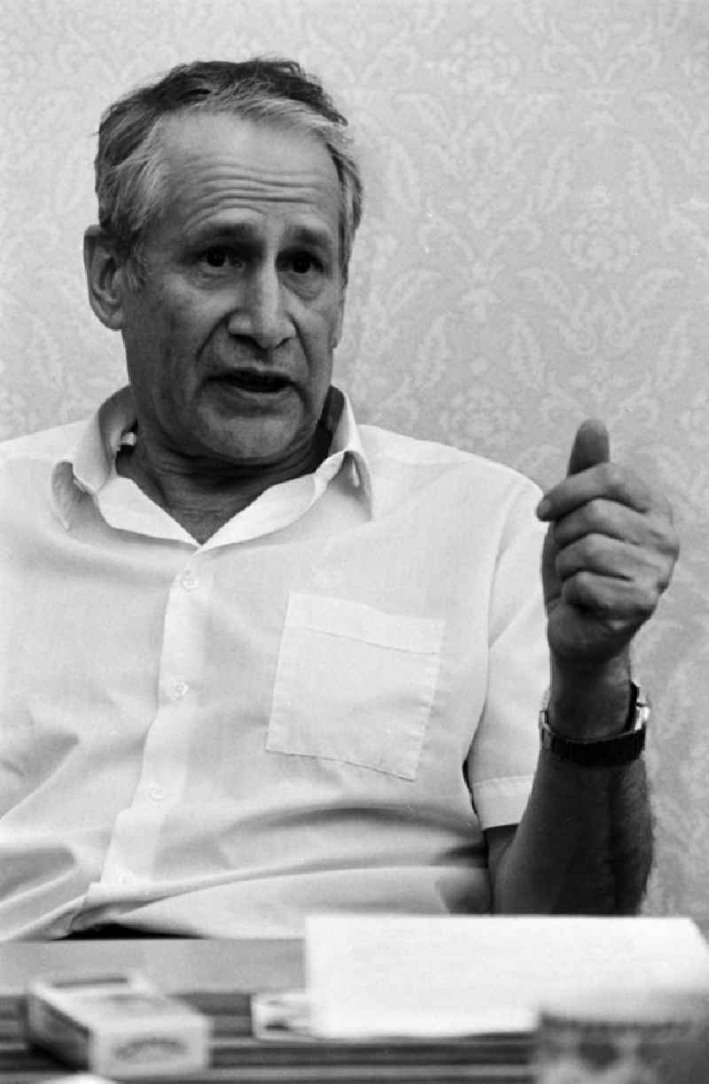 Portrait of retired Colonel General Markus Johannes ' Mischa ' Wolf - former German head of the foreign intelligence service ' Main Directorate for Reconnaissance ' of the MfS Ministry for State Security in the Friedrichshain district of Berlin East Berlin in the territory of the former GDR, German Democratic Republic