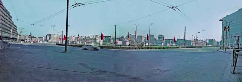 Road traffic and road conditions in the square area on place Alexanderplatz in the district Mitte in Berlin Eastberlin on the territory of the former GDR, German Democratic Republic