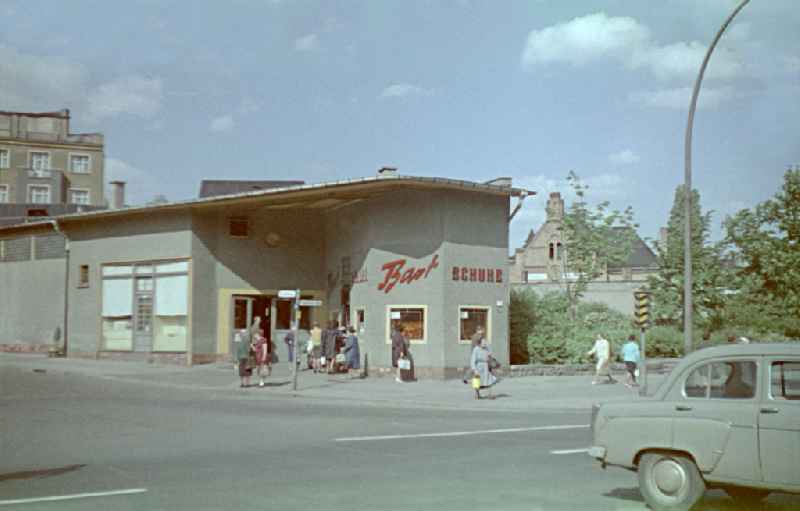 Shopping center of the Kaufhalle of the Ringbahnhalle on Frankfurter Allee corner Pettenkofer Strasse in the district of Friedrichshain in Berlin East Berlin in the territory of the former GDR, German Democratic Republic