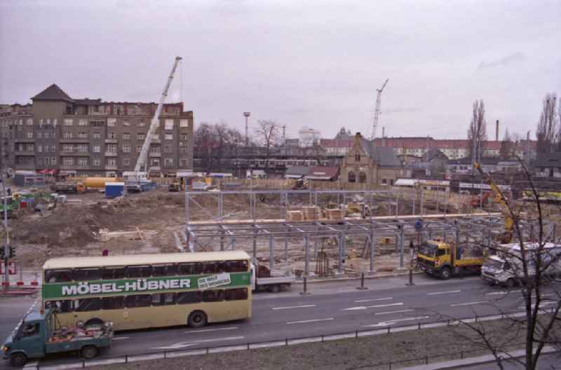 Construction site for the new building of a shopping center 'Ringcenter 1' at the corner of Frankfurter Allee and Jessner Strasse in the district of Friedrichshain in Berlin East Berlin