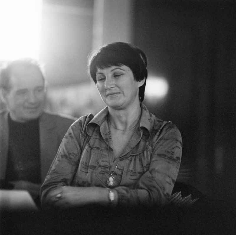 Portrait of Aljonna Moeckel, translator and writer, at the literature ball in the city library on Breite Strasse in Berlin in the territory of the former GDR, German Democratic Republic