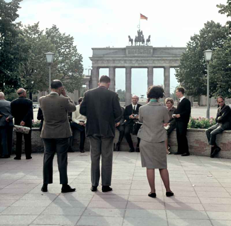 Tourist Attraction and Landmark ' Brandenburger Tor ' on place Pariser Platz in the district Mitte in Berlin Eastberlin on the territory of the former GDR, German Democratic Republic