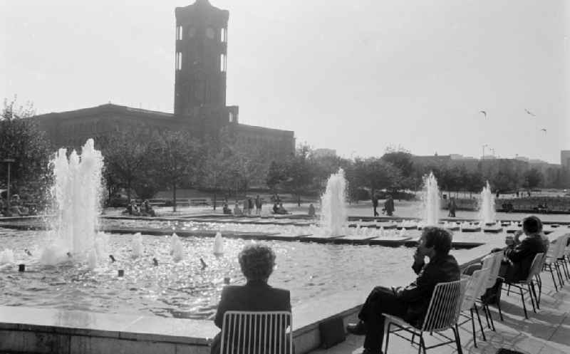 Fountains and water features in the Mitte district of Berlin-Mitte in the area of the former GDR, German Democratic Republic