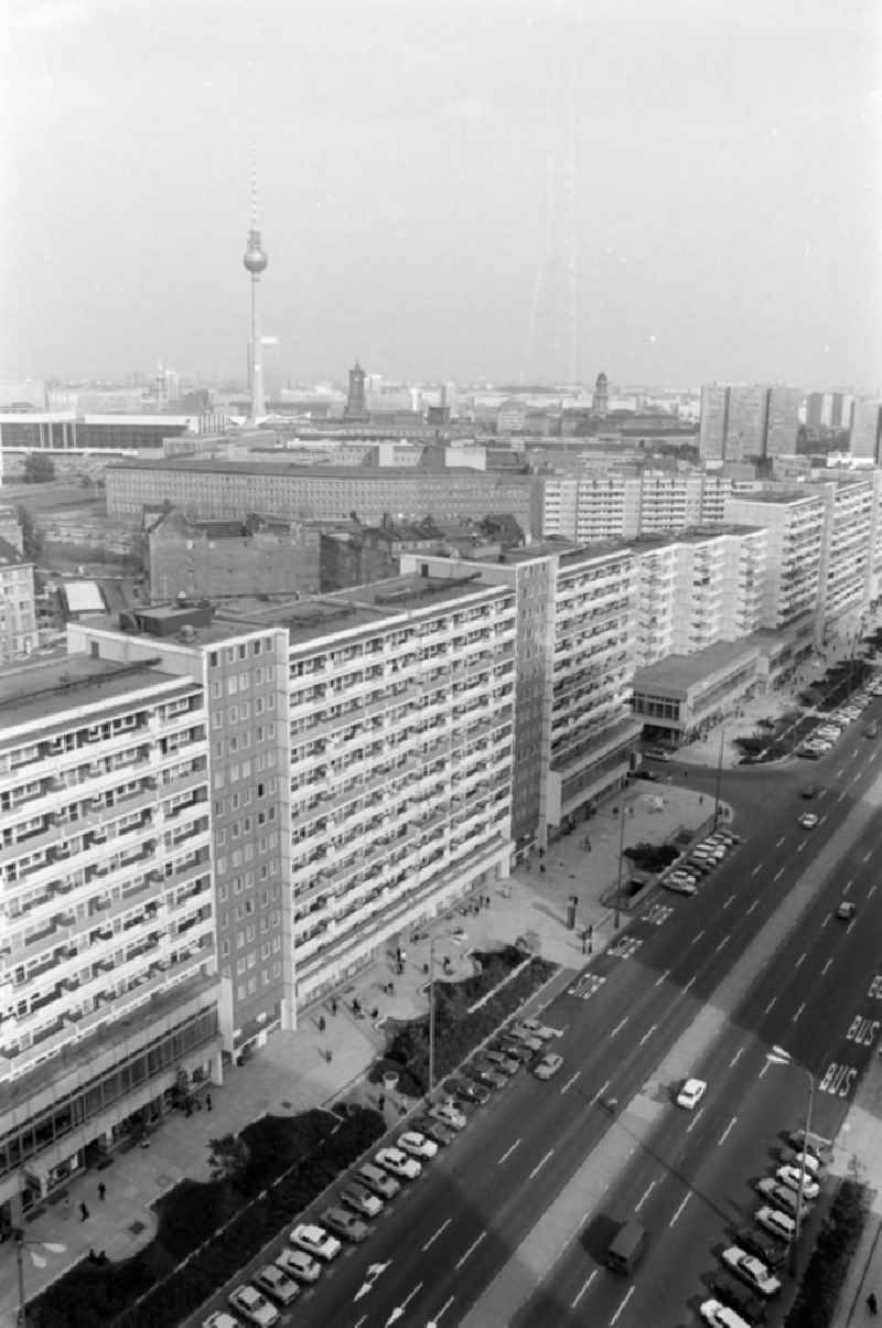 Traffic situation in the residential area on Leipziger Strasse in the Mitte district of Berlin, East Berlin in the area of the former GDR, German Democratic Republic