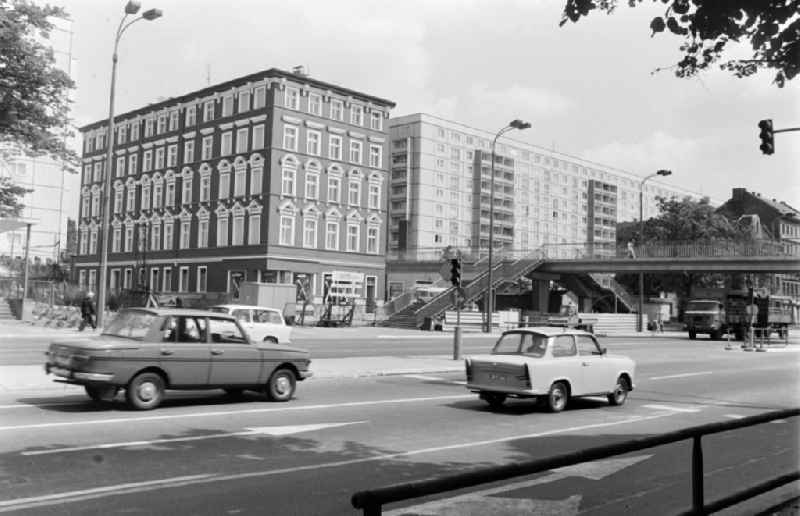 Passenger Cars - Motor Vehicles in Road Traffic of the Lada and Trabant type on street Strasse der Befreiung in the district Lichtenberg in Berlin Eastberlin on the territory of the former GDR, German Democratic Republic