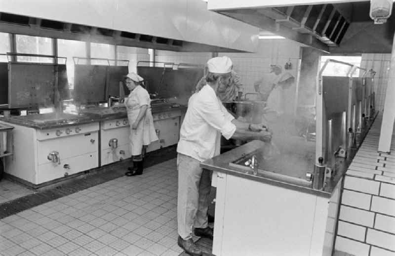 Kitchen equipment for a commercial large kitchen on street Sewanstrasse in the district Lichtenberg in Berlin Eastberlin on the territory of the former GDR, German Democratic Republic