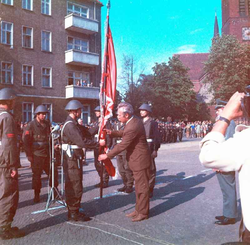 Swearing of the fight groups in Bernau near Berlin in the federal state Brandenburg in the area of the former GDR, German democratic republic