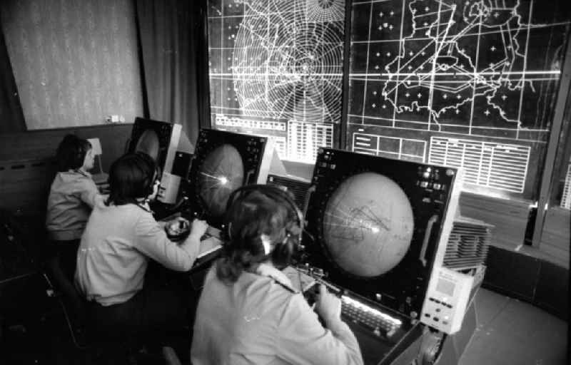 Training in the bunker systems of the ZUeF command post Central flight surveillance by the LSK Air Force / Air Defense of the NVA National People's Army in Cottbus in the state of Brandenburg in the area of the former GDR, German Democratic Republic