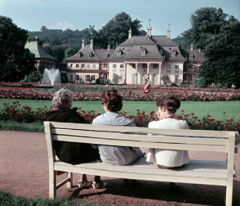 Pillnitz Castle on August-Boeckstiegel-Strasse in the district of Pillnitz in Dresden, Saxony in the territory of the former GDR, German Democratic Republic