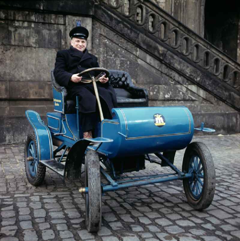 Historic automobile of the brand 'Excelsior' in the Dresden Transport Museum in Dresden, Saxony in the territory of the former GDR, German Democratic Republic