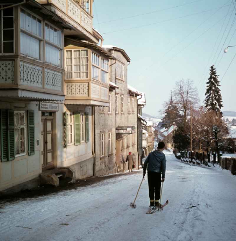 Winter holiday in the popular resort of Friedrichroda in the Thuringian Forest, Thuringia in the area of the former GDR, German Democratic Republic