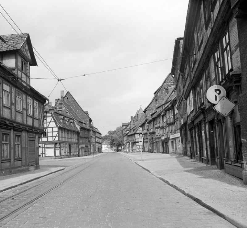Traffic situation in the street area Groeperstrasse in Halberstadt in the state Saxony-Anhalt on the territory of the former GDR, German Democratic Republic
