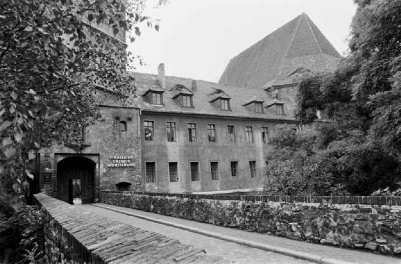 Exterior view of the Moritzburg Art Museum at Friedemann-Bach-Platz in Halle (Saale), Saxony-Anhalt in the area of the former GDR, German Democratic Republic