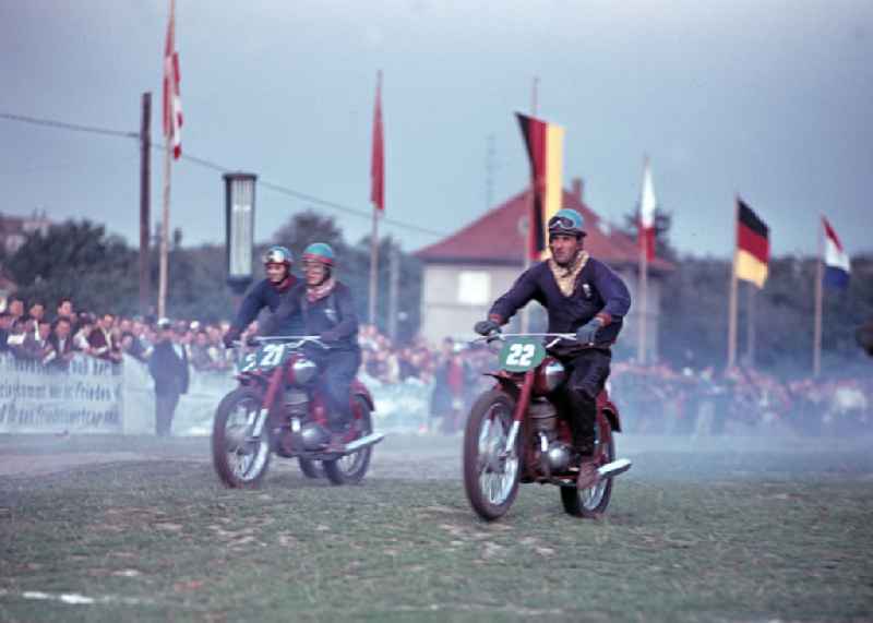 Motorcycle race at the Sachsenring in Hohenstein-Ernstthal, Saxony in the territory of the former GDR, German Democratic Republic