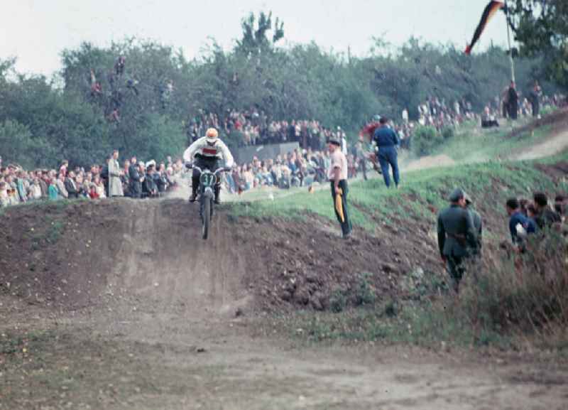 Motorcycle race at the Sachsenring in Hohenstein-Ernstthal, Saxony in the territory of the former GDR, German Democratic Republic