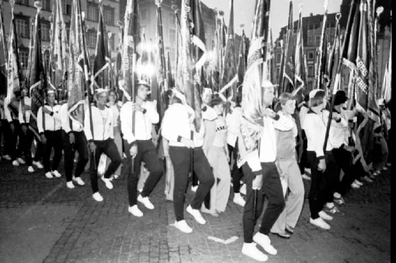 Gymnastics and Sports Festival Spartakiade in Leipzig in the state Saxony on the territory of the former GDR, German Democratic Republic