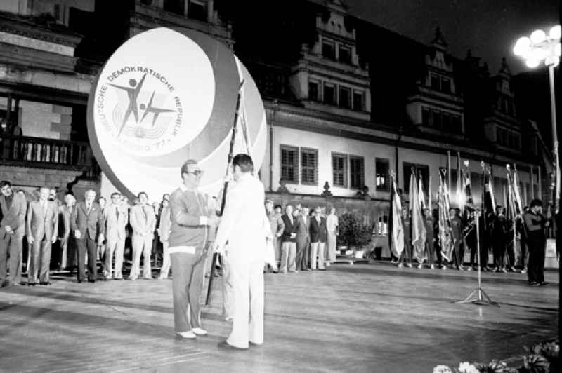 Gymnastics and Sports Festival Spartakiade in Leipzig in the state Saxony on the territory of the former GDR, German Democratic Republic