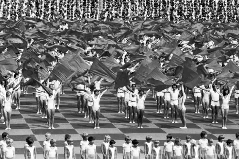 Gymnastics and Sports Festival Spartakiade in Leipzig in the state Saxony on the territory of the former GDR, German Democratic Republic