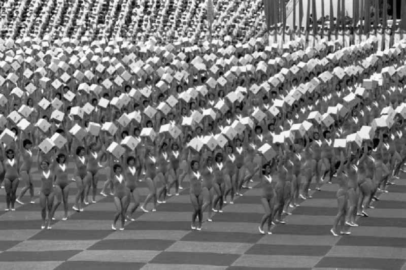 Gymnastics and Sports Festival Spartakiade in Leipzig in the state Saxony on the territory of the former GDR, German Democratic Republic