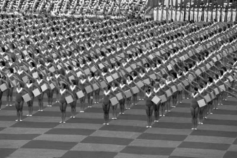 Gymnastics and Sports Festival Spartakiade in Leipzig in the state Saxony on the territory of the former GDR, German Democratic Republic