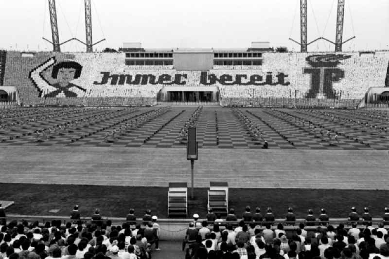 Gymnastics and Sports Festival Spartakiade in Leipzig in the state Saxony on the territory of the former GDR, German Democratic Republic