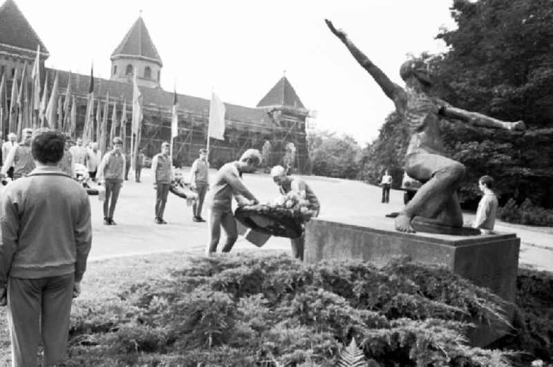 Gymnastics and Sports Festival Spartakiade in Leipzig in the state Saxony on the territory of the former GDR, German Democratic Republic