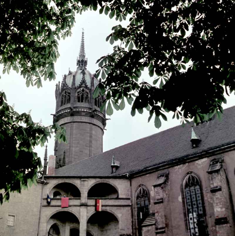 Castle Church of All Saints on the Castle Square in Lutherstadt Wittenberg, Saxony-Anhalt in the territory of the former GDR, German Democratic Republic