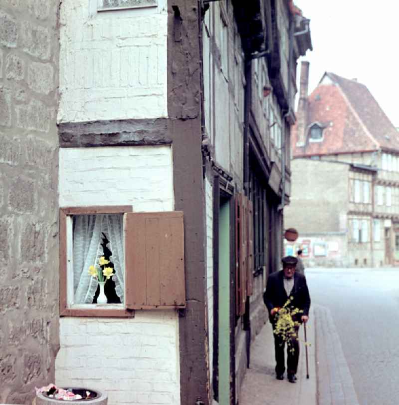 Street view in Muehlhausen, Thuringia in the area of the former GDR, German Democratic Republic